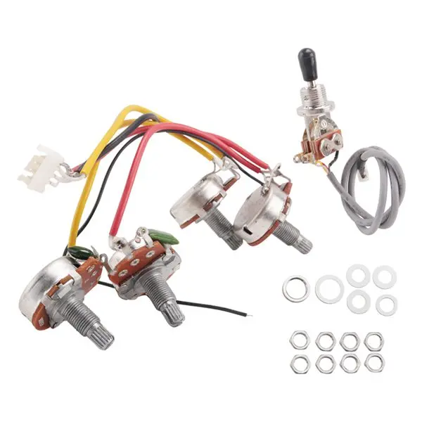 1 Set Humbucker Solderless Guitar Wiring Harness 2V2T 500K Pots & 3-Way Toggle Switch for Epi LP Standard
