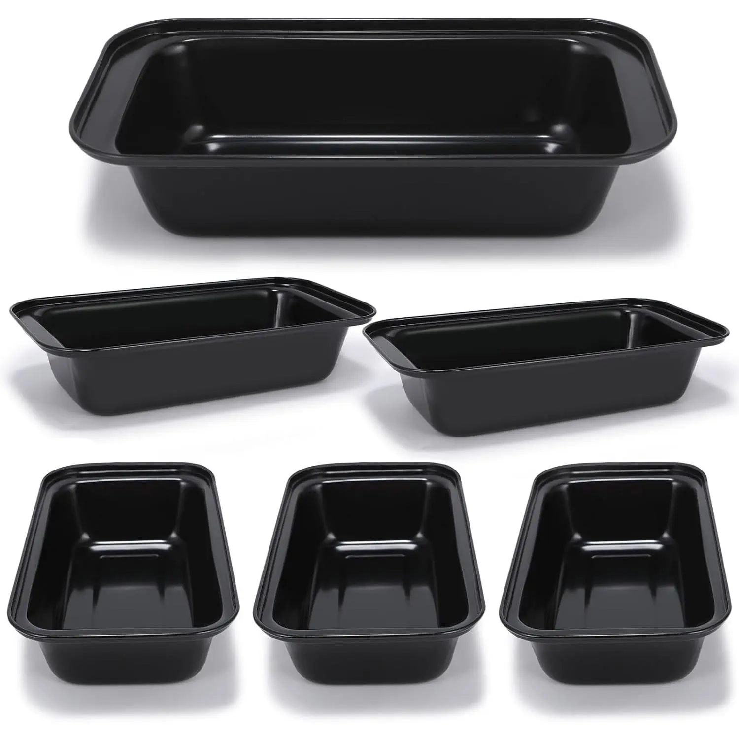 6 Pack Bread Pan Set, Non-Stick 8x4 Loaf Pans for Baking Homemade Bread, Sourdough, Brownies, Cake, Carbon Steel, Rectangle Baking Pans (Black)