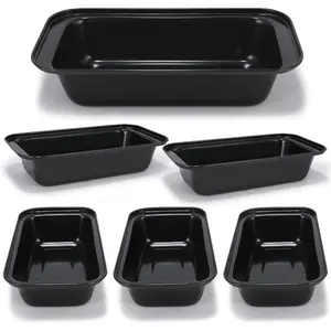 Pack Bread Pan Set, 8*4 Loaf Pans for Baking Homemade Bread, Sourdough, Brownies, Cake, Carbon Steel, Rectangle Baking Pans (Black)
