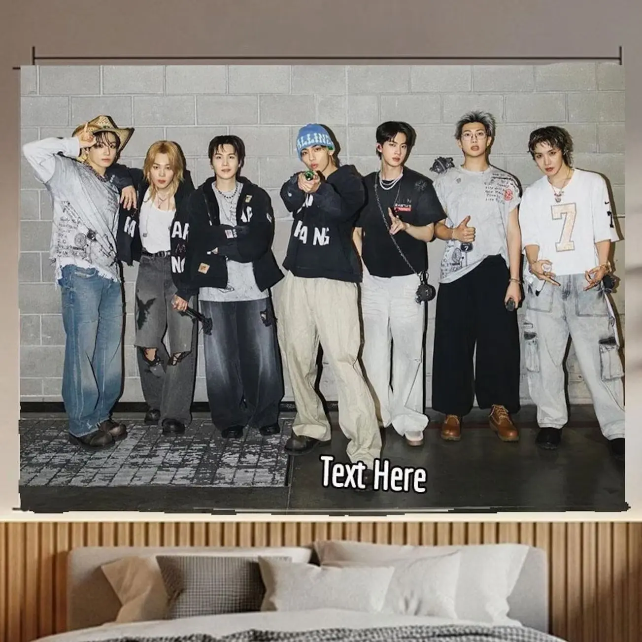 Bangtan Hanging Tapestry | Bantan Boys | Personalized Wall Art | Polyester Fabric | Ship Flag Banner