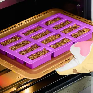 12 Cavity Medium Narrow Rectangle Silicone Molds, Protein Bars mold Energy Bars Maker for Caramel Bread Loaf Muffin Brownie Cornbread Cheesecake Pudding Soap Butter Mould Bakeware