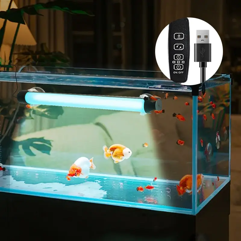 LED Fish Tank Light 8-16 Inches Adjustable Brightness, USB Dual Row Water Resistance, Multi-Mode Lighting for Freshwater & Saltwater Aquariums, Aquarium Lights