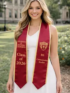 Custom Graduation Stole with Logo Text, Personalized Name Sash Class of 2026, Custom Design Graduation Gift