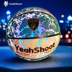 YeahShoot Phantom PU Reflective Basketball Cyber Neon Style unbreakable halo Scream Gift for basketball boyfriend! Shooting on the court at night, the romantic light track pierces through the darkness!