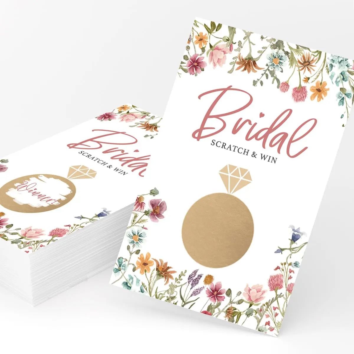 Bridal Shower Lottery Raffle Game – Scratch Off Cards, Wildflower (Set of 30)