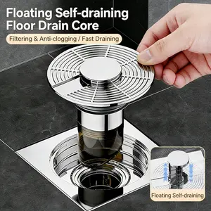 FLASH SALE - Floating Self-Draining Floor Drain Core | Anti-Clog Hair Catcher & Odor Blocker for Bathroom Sink & Shower | Easy Install Drain Filter