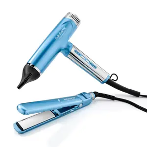 BabylissPRO BNTPP79 Nano Titanium Nano Combo Light Dryer & 1" Compact Ultra-Thin Flat Iron