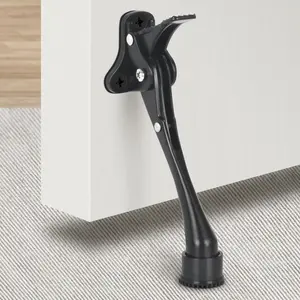 Door Stop, 6 Inch Kickdown Door Stopper with Non-Slip Rubber Tip, Adjustable One Touch Heavy Duty Door Holder, Automatic for Indoor Outdoor, Black