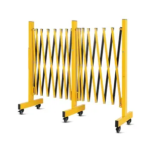 Folding Safety Expandable Barricade 16FT Retractable Driveway Gate Crowd Control Scissor Gate Portable Traffic Blocker Fence Barriers for Industrial or Residential Use，Yellow