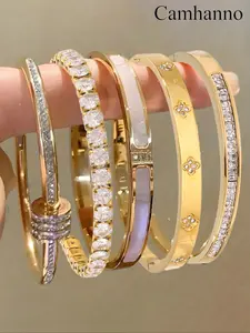 Elegant Stainless Steel Bracelets Set, Casual Trendy Jewelry, Fashionable Classic Design, Daily Wear & Gift Giving, All Season Jewelry Collection, Trendy Jewellery Accessories