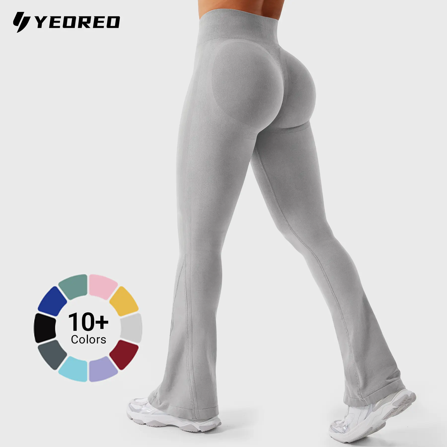 YEOREO Women's High Waisted Athletic Booty Lifting Flare Leggings - High-Rise Flared, Seamless, Hidden Pockets, Scrunch Butt, Stretchable Sporty Sports Bottoms for Gym, Athleisure,summerwins,travel essentials,camping essentials tiktokshopbacktoschool