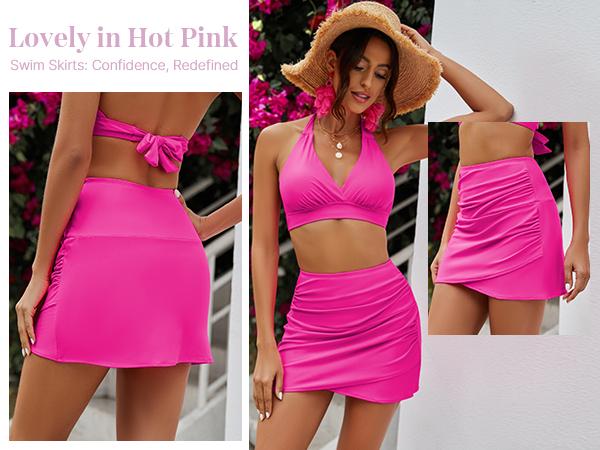 GRAPENT Women's High Waisted Bikini Bottoms Ruched Swimsuit Tulip Hem Swim Skirt-in Briefs GRAPENT Women's High Waisted Bikini Bottoms Ruched Swimsuit Tulip Hem Swim Skirt-in Briefs