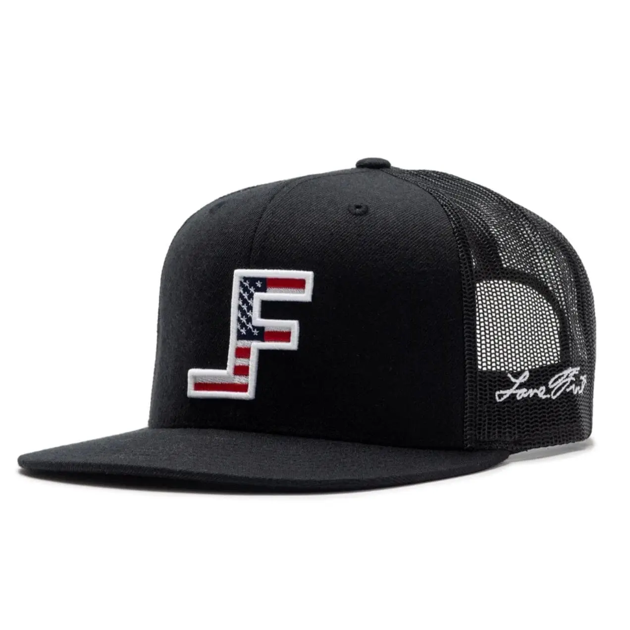 Lane Frost Patriot Flat Brim Snapback Hat - Black Western Trucker Cap, Men's America-Themed Fashion Accessory, Men's Accessories, Flat Brim Hats, America-Themed Hats