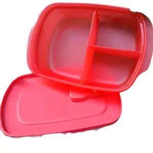 Cristalflash 1L Microwave Red Container w divider - Durable, Easy to Clean, High-Temperature Resistant, Ideal for Meal Prep and Leftovers