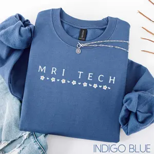 MRI Tech  Short Sleeved T-SHIRT / Sweatshirt , Gift For MRI Tech, Floral Mri Tech , MRI Tech Shirt, Mri Tech Shirt, Mri Technologist Crewneck, Rad Tech Gifts Cotton Fabric