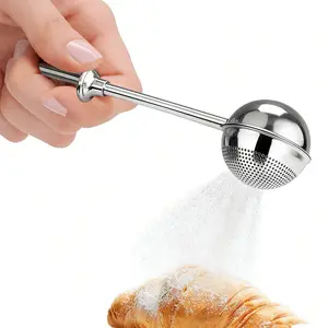 Stainless Steel Flour Duster for Baking, Long Handle Flour Sifter, Powdered Sugar Shaker Duster, Baking Sifter, Kitchen Gadgets, Baking Supplies