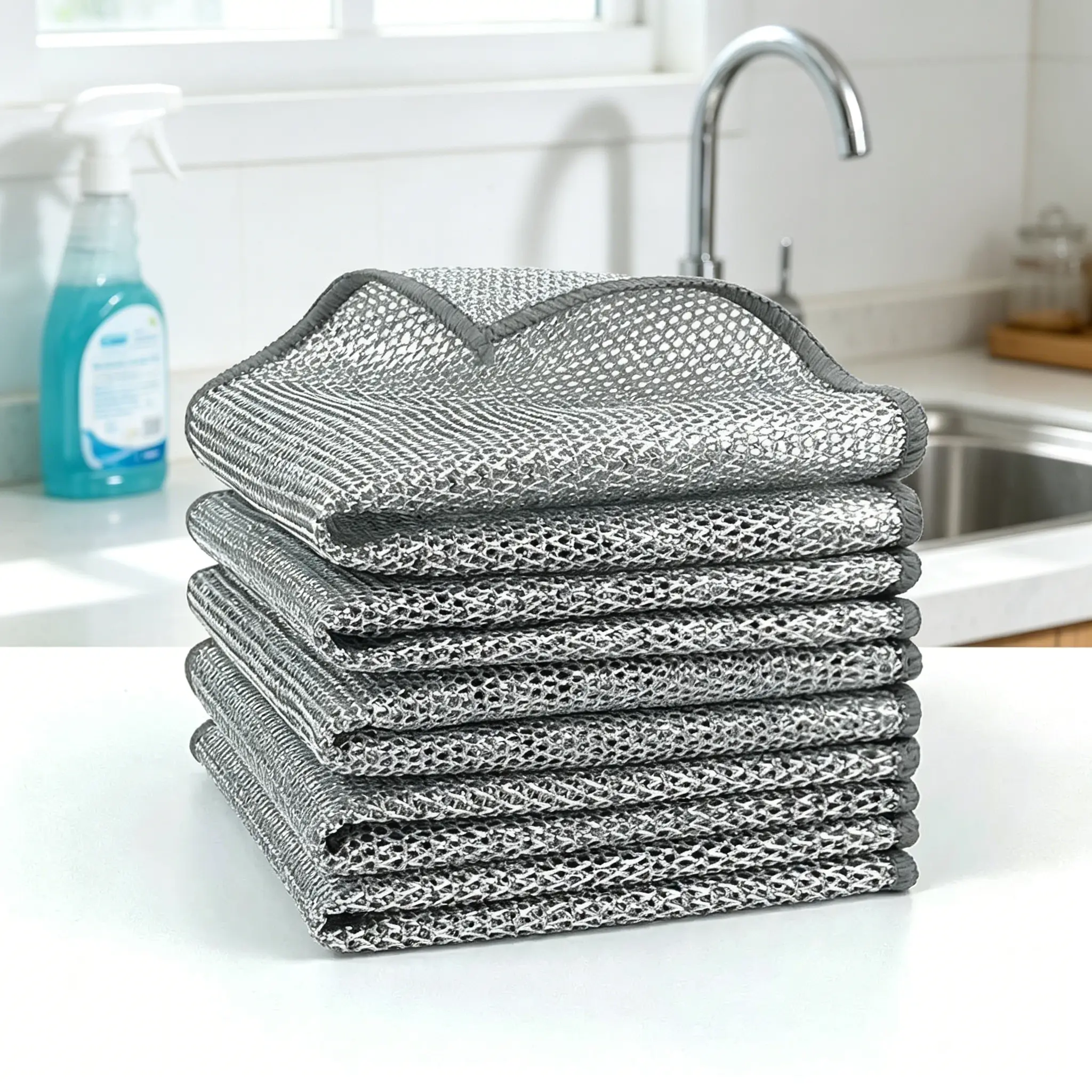 10-Pack Multipurpose Stainless Steel Mesh Cleaning Cloths - Double-Layer, Reusable, Scratch-Free Kitchen Rags for Sink, Pan Dishwashing, Stainless Steel Cleaning Cloth, Scratch Free Cloth