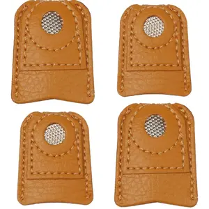 4 Pieces Leather Thimble Sewing Thimble Finger Protector Coin Thimble Pads for Hand Sewing Quilting Knitting Pin Needles Craft DIY Tools, 2 Sizes