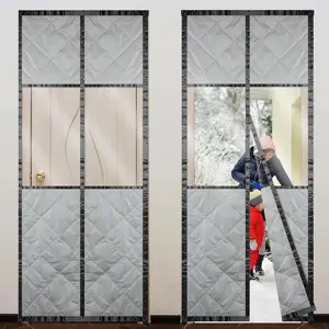 2 Pack  Thermal Insulated Door Curtain Winter Windproof Doorway Cover Curtain Visible Window Keep Warm Soundproof Blanket(Fits Door Size 30 x 80 Inch,Windows Gray)