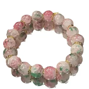 Cherry Blossom Glass Beaded Bracelet for Women Niche Sophisticated Design Skin-Brightening Dainty Handcrafted Jewelry