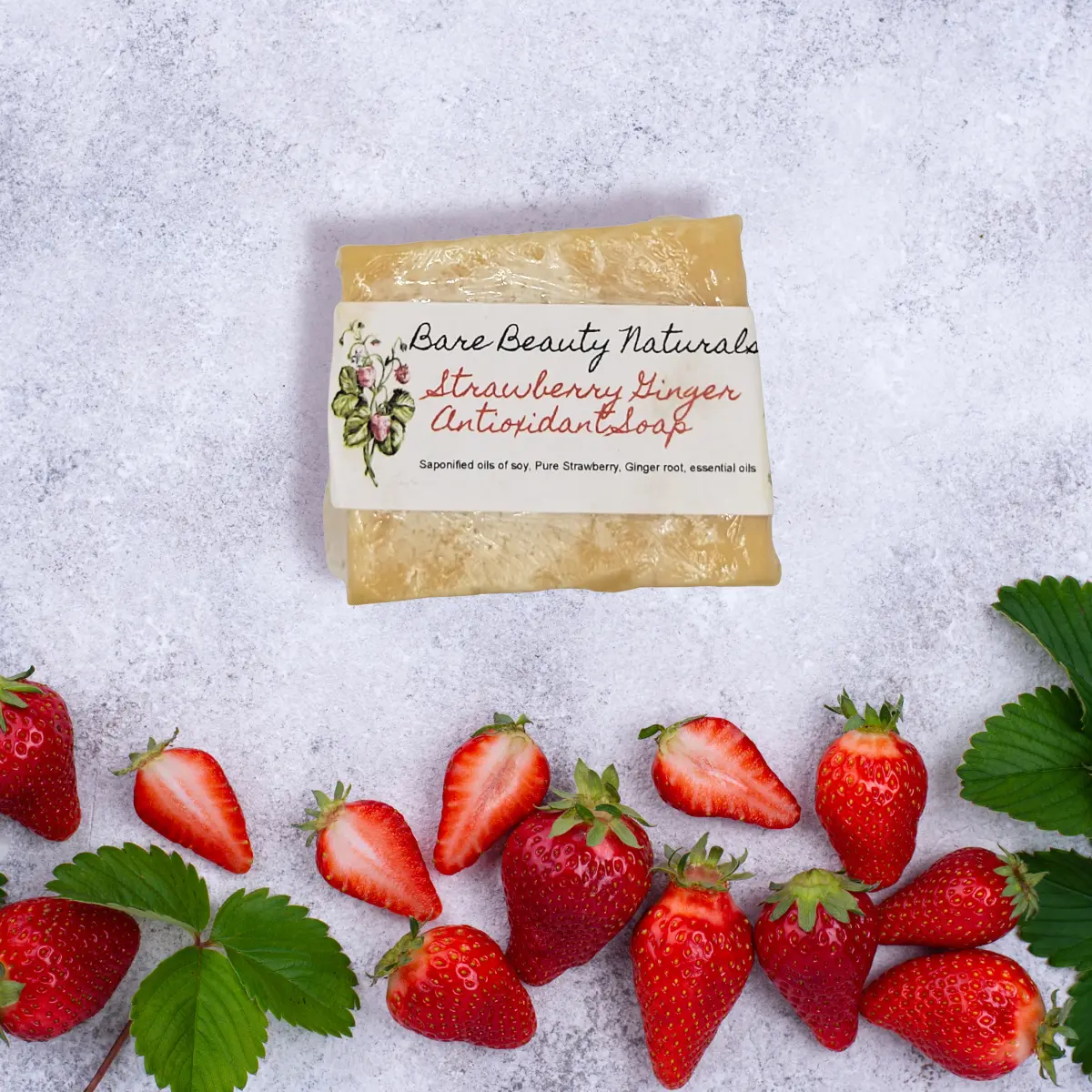 All Natural Strawberry Ginger Soap by Bare Beauty Naturals -  Plant-based