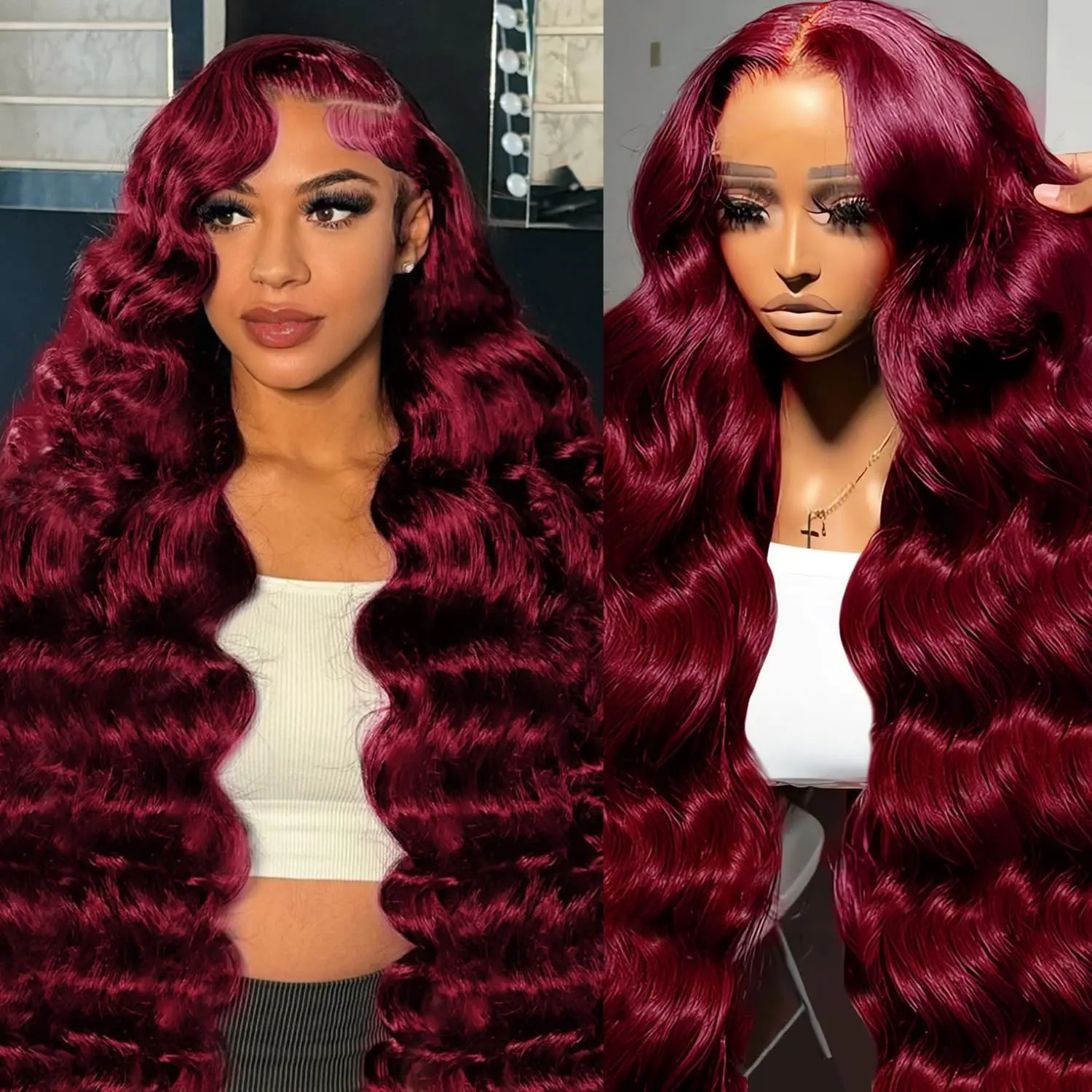 13X6 99J# Burgundy Body wave
