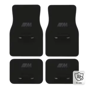 M brand car floor mat set (4 pieces) - Made of durable polyester, easy to clean, suitable for all weather conditions, compatible with sedans, trucks and SUVs