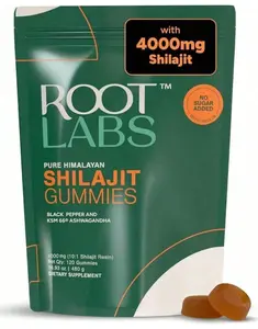 Root Labs 4000 mg Pure Himalayan Shilajit Gummies Energy Stamina & Focus Zero Sugar for Men & Women | ShilAbsorb Bioavailability Tech | Sugar-Free Vegan | 120 Gummies