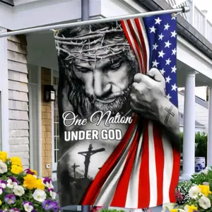 One Nation Under God Flag Christian Jesus Resurrection Flag American Outdoor Yard Decoration Garden Flag Garden and Patio Decoration 3*5ft