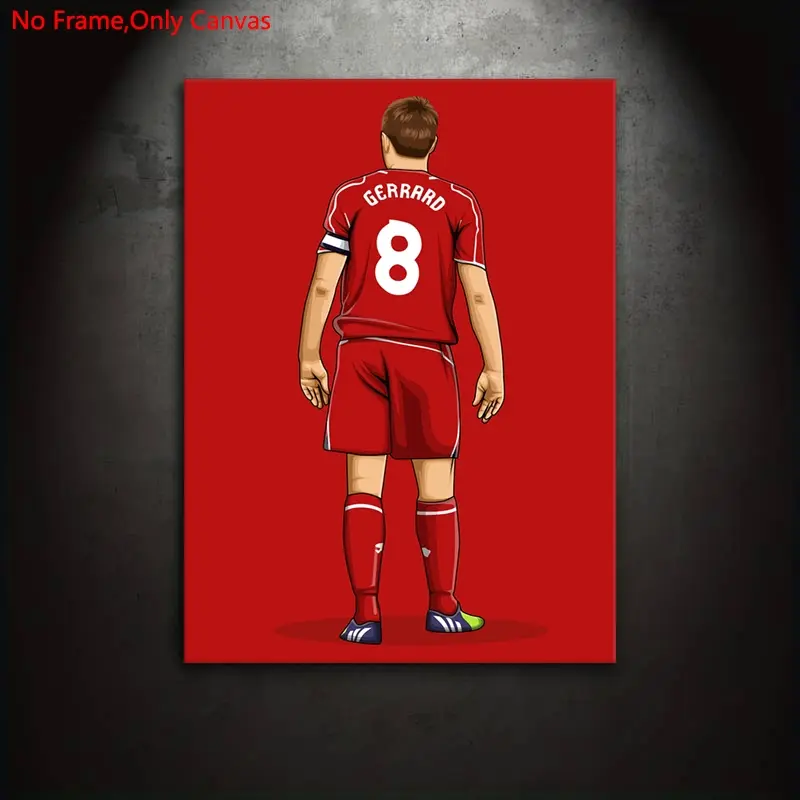 1 piece/set frameless canvas painting print poster, minimalist illustration style art, Steven Gerrard, a perfect gift for football culture enthusiasts, ideal gift for bedroom, living room, dorm hallway, kitchen, mural, wall decoration, room decoration