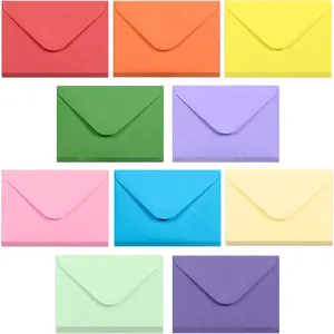 100-Count Gummed Mini Gift Card Envelopes Bulk Tiny Paper Envelopes for Small Note Cards Business Cards, 10 Colors 4 x 2.7 Inches