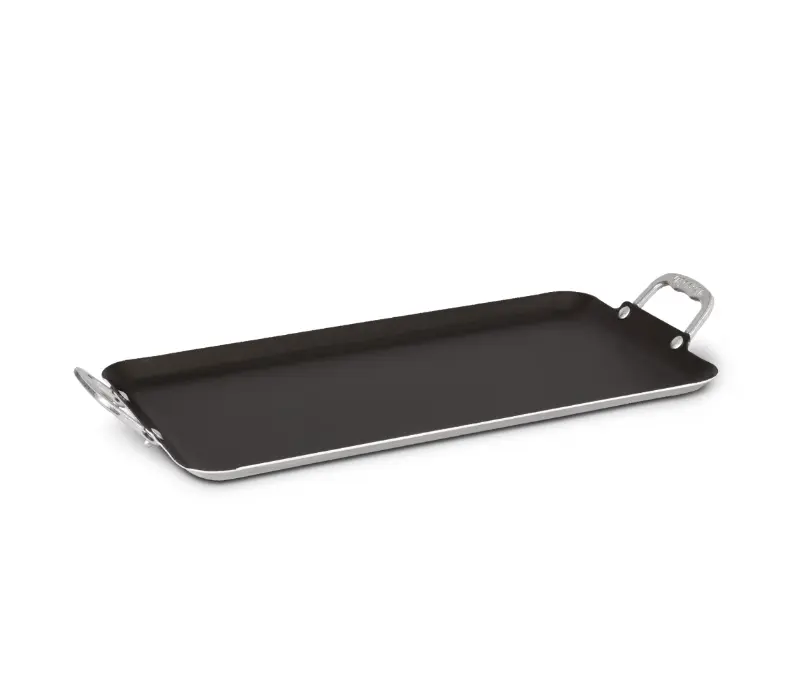 Vasconia 20x11" Nonstick Double Burner Griddle, 100% Aluminum, Oven Safe 450°F, Dishwasher Safe