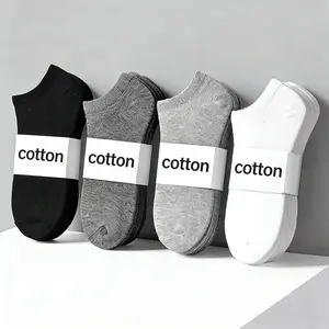 Men's Solid Color Cotton Ankle Socks, Casual Basic Extra Low Cut Socks for Men, Men's Anklets for Summer, National Day Offers