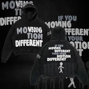 Moving Different Premium Hoodie Vintage Graphic Acid Washed Oversized Hoodie, Aesthetic Streetwear, 2k Clothing, Menswear Oversized Tops, Gym Clothing, Gothic y2k Hoodie, Top Women and Men Made In USA