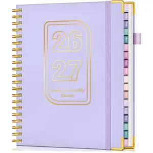 18 Months Weekly & Monthly Academic Planner 2026-2027 (July 2026 - Dec 2027), 8.5"×11" A4 Large Hardcover Daily Calendar Planner Book with Tabs, Spiral Agenda Organizer for College School Student Teacher, Purple