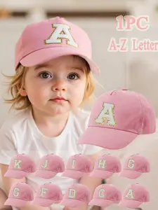 Toddler Baseball Cap for 1-3 Years | Pink Letter Flocked Embroidery | Soft & Adjustable | Perfect for Daily Wear & Outdoor Sun Protection