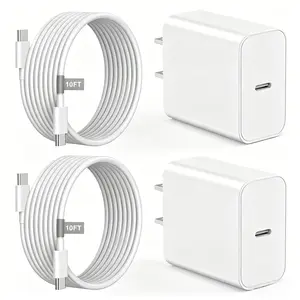 For iPhone 16 Charger,2Pack 20W USB C Wall Charger Block With 10FT Long USB C Cable Cord for iPhone 16 15 Pro Max 15 Plus/iPad mini/Air/Pro/AirPods Pro Charging Electronic