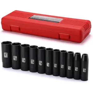 11 count 1/2-Inch Drive Deep  Socket Set, 3/8-Inch to 1-Inch, CR-V, SAE, 6 Point, Deep, 11 count 1/2" Dr. Socket