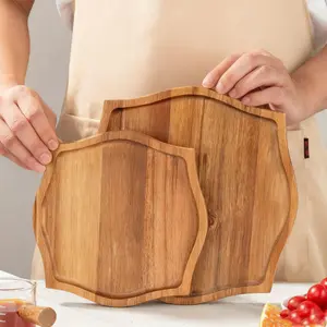 1pc Large Acacia Wood Tray Set, Wooden Cheese Board & Snack Bowl, Elegant Serving Platter, Home Entertaining, Housewarming Gifts, Christmas Decorations