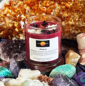 Mabon Candle, Autumnal Equinox Autumn Decor Crystal Infused Herb Infused