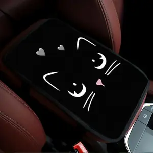 1pc, Car interior accessory, cute cat print armrest box pad, Car interior decorative, soft and comfortable center console protection pad, relieves driving fatigue, stylish interior decoration, suitable for long-distance travel, Girly Car Accessories
