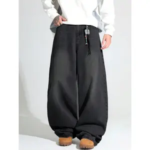 1pc Casual Loose Fit Straight Leg Jeans Pants, Unisex Streetwear Style (No Belt Or Accessories)