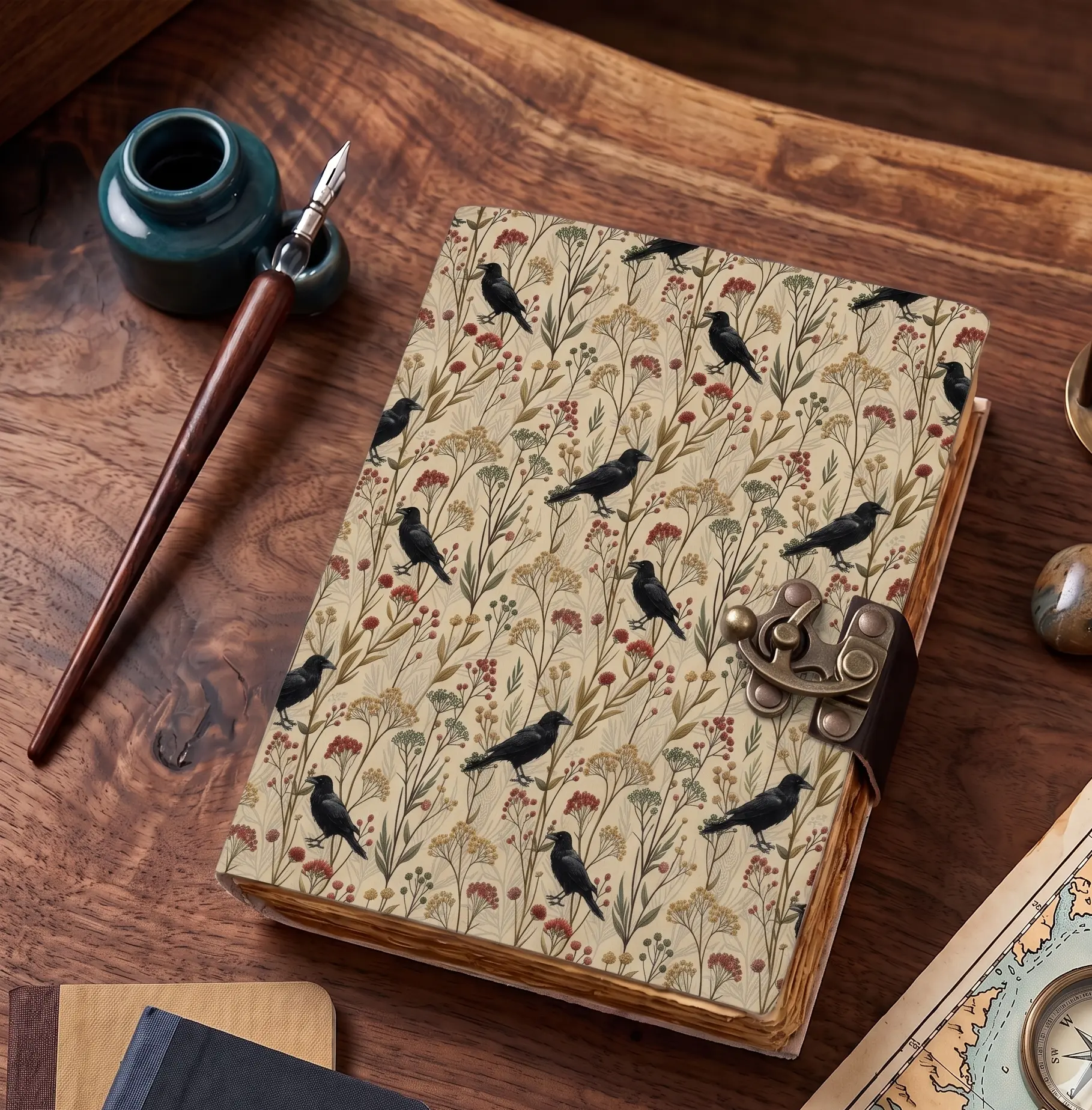 leather journal book of shadows bird leather journal
