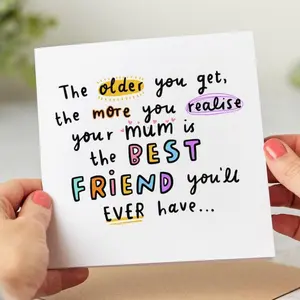 Mum Best Friend Letter Print Card, 1 Count Handwriting Letter Card, Birthday Card, Thank You Mum Card, Personalised Card