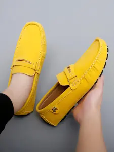 Men's Business Style Solid Color Slip-on Loafers, Casual Comfortable Flat Shoes for Party, Daily Clothing Decor for Men, Footwear