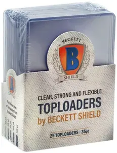 Beckett Shield Toploader 25CT Clear Strong Flexible Standard Size Sleeves for Protection 35pt PETG Material Ideal for Collectors