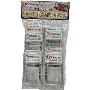 (Silver) 10-Pack of Folding Chairs - Ringside Exclusive Ringside Collectibles Wrestling Action Figure Accessories