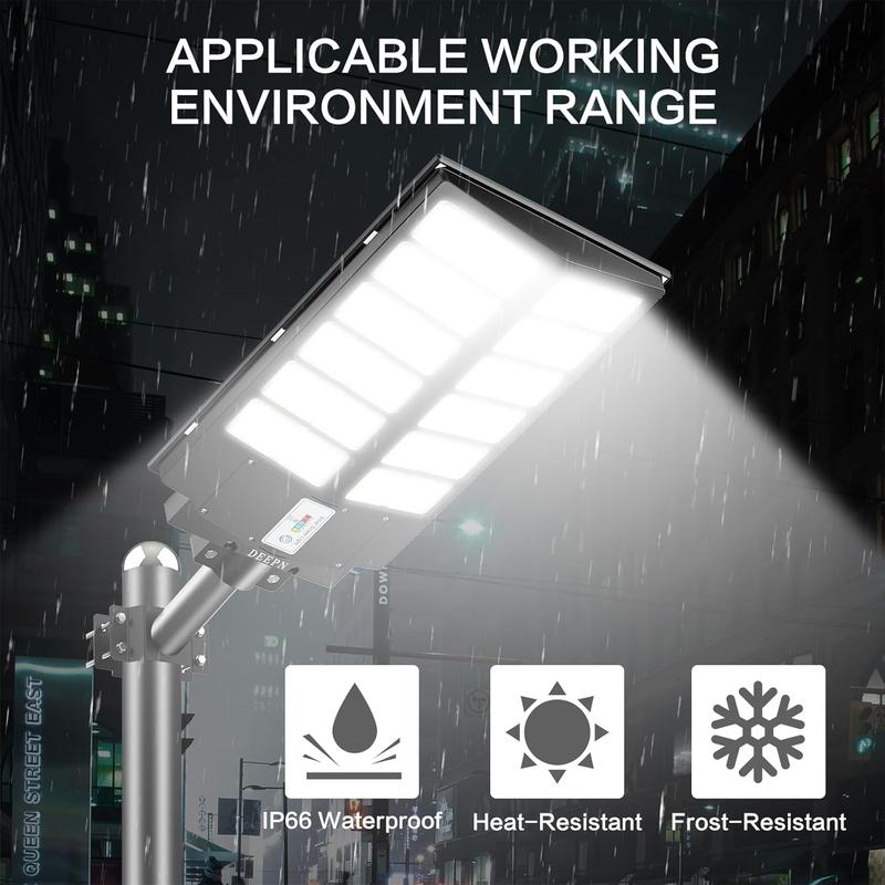 Outdoor Special 400W Solar Street Light 450000 Lumens Super Bright 3 Modes with Motion Sensor IP65 Waterproof Remote Control for Gardens Streets Yards Fall Porches Decor Suitable for Basketball Court