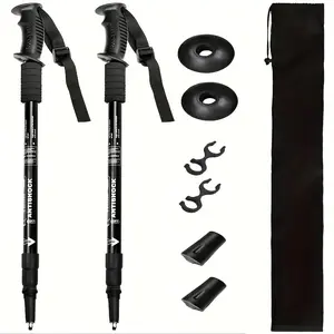 Lightweight outdoor trekking pole with four adjustable sections, durable aluminum alloy construction and anti-slip grip, ideal for hiking, trekking, forest exploration and camping trips