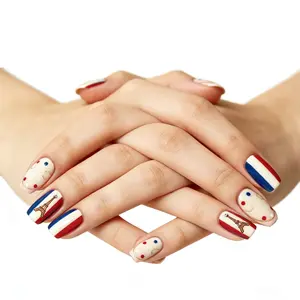 10 Pcs FR Soccer Theme Nail Tips, International Football Fans Nail Wraps，World Football Sports Event Fans Nails，Reusable Glossy False Nails, Handmade Design, Perfect for Fans, Events, Parties, Includes Tool Kit
